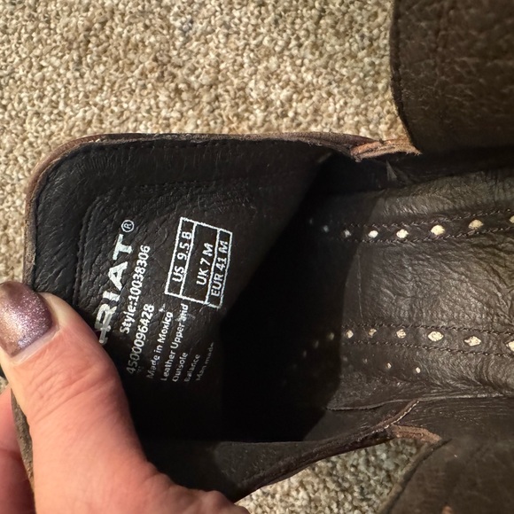 Women’s Ariat “Dixon” Brown Studded Ankle Boots - Picture 5 of 6